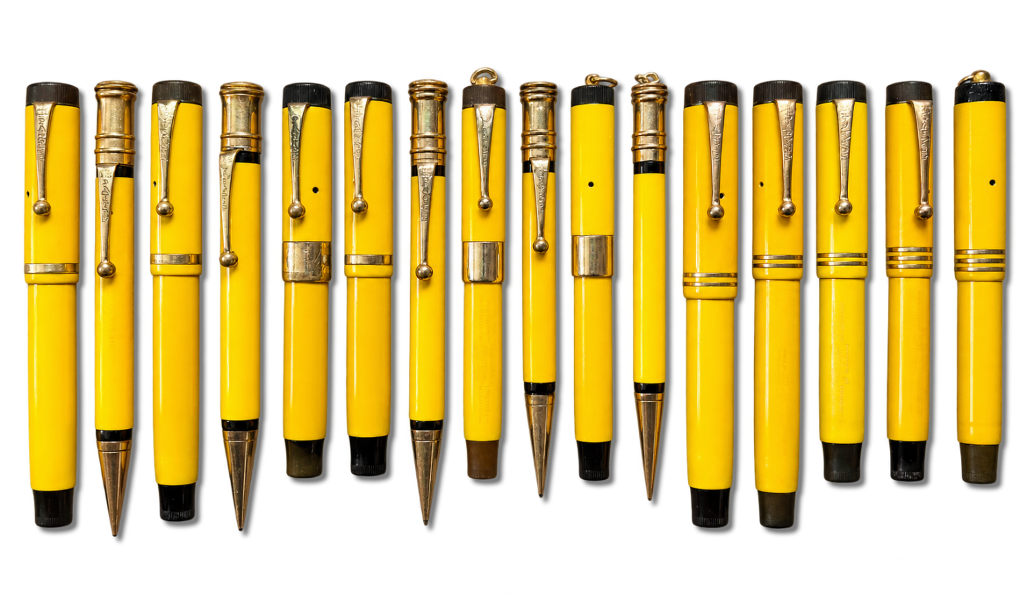 Parker Duofold Yellow Mandarin Flattop pens